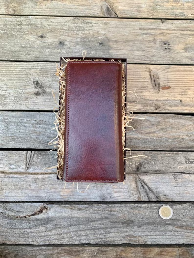 Portafoglio bifold in pelle fatto a mano: Portafoglio da donna personalizzato