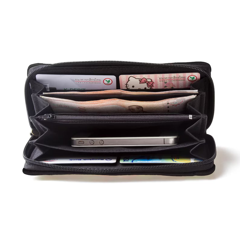 Portafoglio boho ricamato Hmong, borsa tribale con cerniera e pompon - WA301ORGB