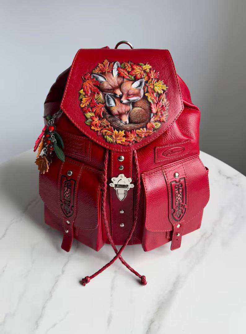 Zaino in pelle da donna Fox Zaino Boho Zaino in pelle da donna Zaini in pelle da donna Borsa Fox Regali Fox Zaino da viaggio
