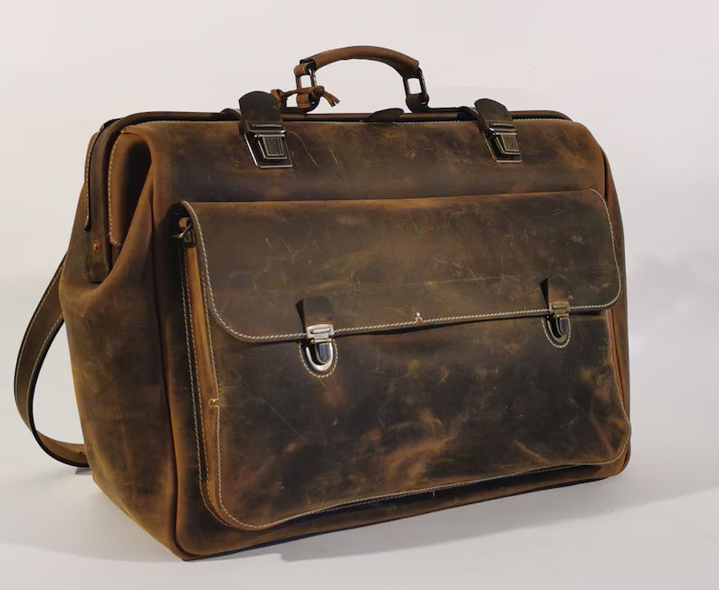 Borsa in pelle Lancaster Doctor, borsa per laptop da 17'' in pelle Crazy Horse, zaino convertibile, borsa da viaggio a tracolla