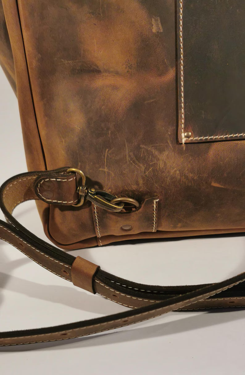 Borsa in pelle Lancaster Doctor, borsa per laptop da 17'' in pelle Crazy Horse, zaino convertibile, borsa da viaggio a tracolla